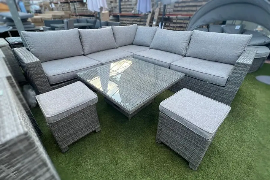 Customer Reviews for Ashby Corner Sofa Set + Height Adjustable Table in Grey Rattan