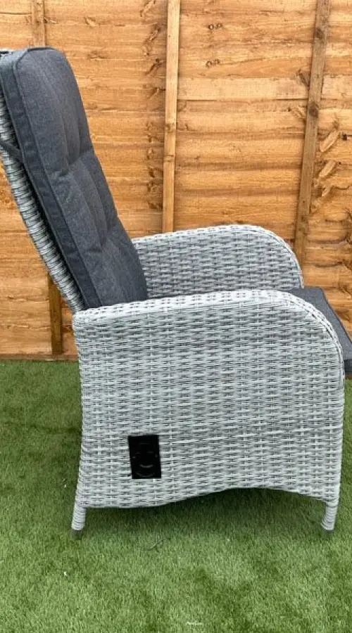 #AskGFUK for Burbage 4 Seater Round Reclining Dining Set in Silver Grey Rattan