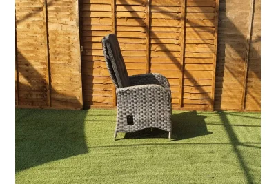 Burbage 6 Seater Round Reclining Dining Set in Cappuccino Rattan