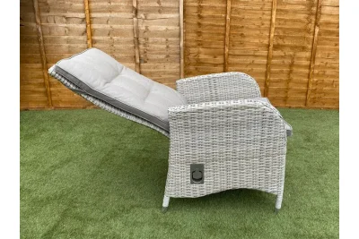 Burbage 4 Seater Round Reclining Rattan Dining Set in Latte