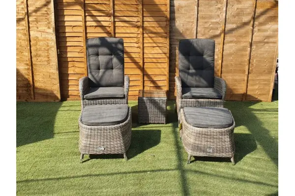Burbage 2 Seater Reclining Rattan Bistro Set in Cappuccino