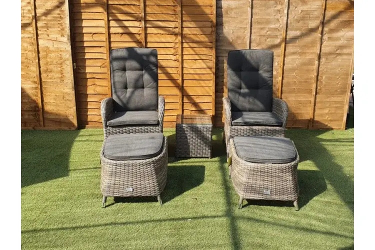 Burbage 2 Seater Reclining Rattan Bistro Set in Cappuccino