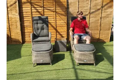 Burbage 2 Seater Reclining Rattan Bistro Set in Cappuccino