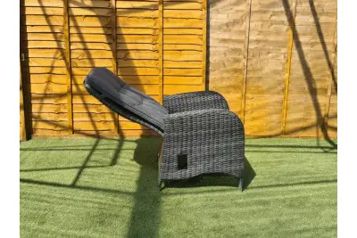 Burbage 2 Seater Reclining Rattan Bistro Set in Stone Grey