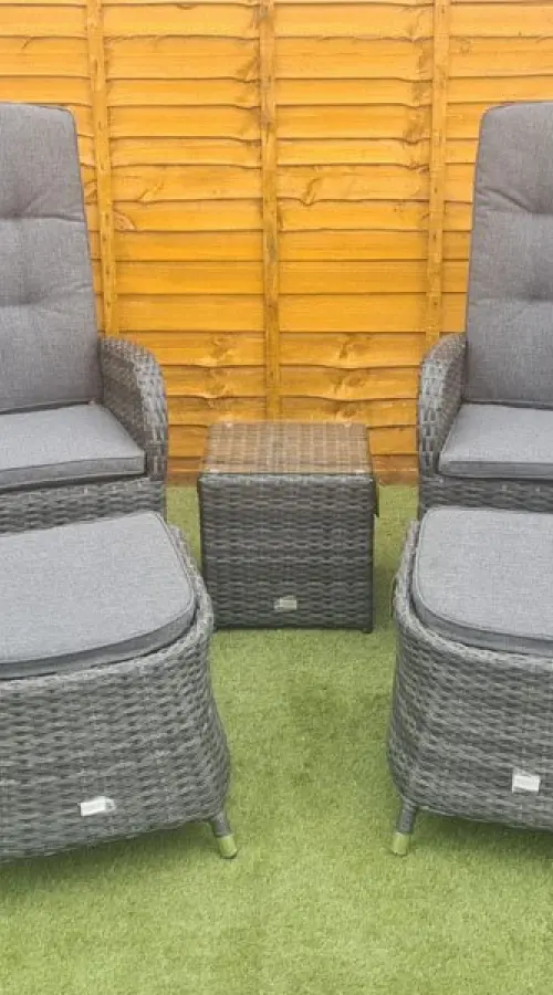 Customer Reviews for Burbage 2 Seater Reclining Rattan Bistro Set in Stone Grey