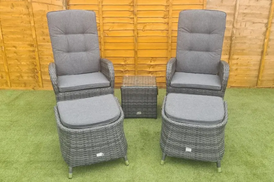 Customer Reviews for Burbage 2 Seater Reclining Rattan Bistro Set in Stone Grey
