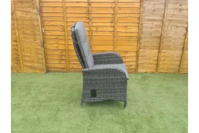 Burbage 2 Seater Reclining Rattan Bistro Set in Stone Grey