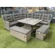Burbage Large Rattan Corner Lounge Set with Height Adjustable Table in Cappuccino