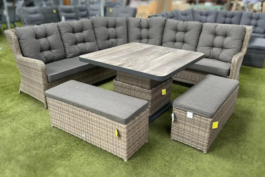 Customer Reviews for Burbage Large Rattan Corner Lounge Set with Height Adjustable Table in Cappuccino