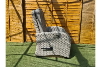 Burbage Reclining Rattan Sofa Set + Adjustable Table in Latte