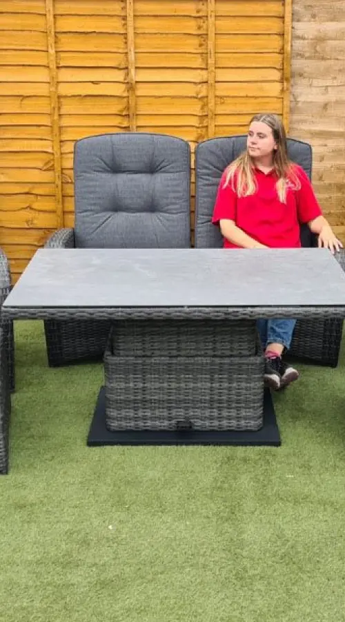 #AskGFUK for Burbage Reclining Rattan Sofa Set + Adjustable Table in Stone Grey