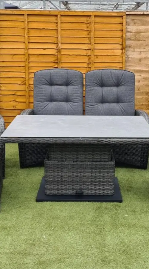 Customer Reviews for Burbage Reclining Rattan Sofa Set + Adjustable Table in Stone Grey