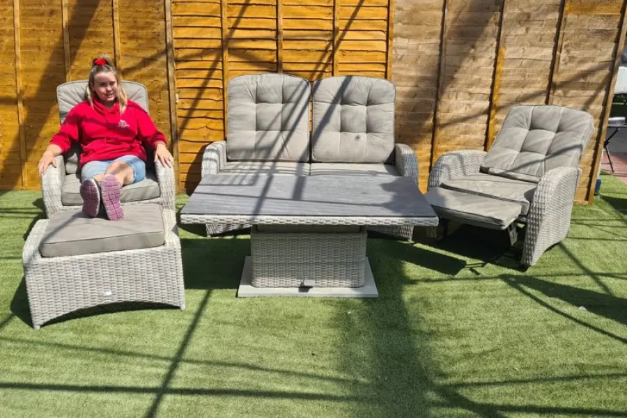 #AskGFUK for Burbage Reclining Rattan Sofa Set + Adjustable Table in Latte