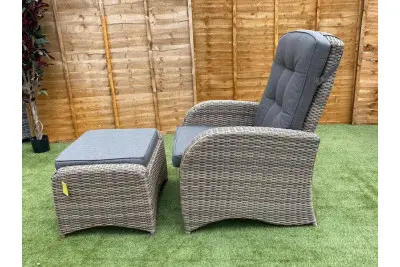 Burbage Reclining Rattan Sofa Set + Adjustable Table in Cappuccino
