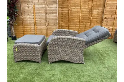 Burbage Reclining Rattan Sofa Set + Adjustable Table in Cappuccino