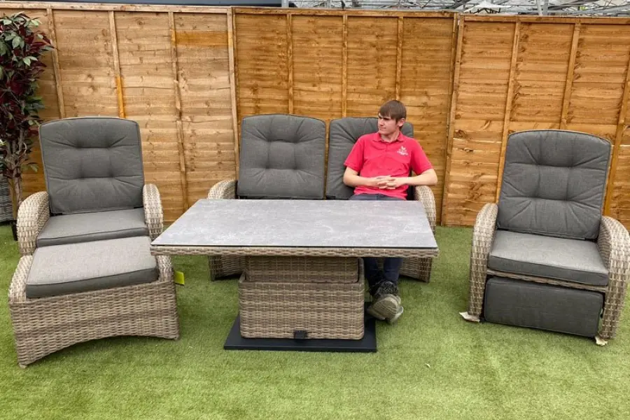 #AskGFUK for Burbage Reclining Rattan Sofa Set + Adjustable Table in Cappuccino