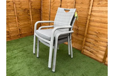 Sharnford Stacking 6 Seater Rectangular Rattan Dining Set in Latte