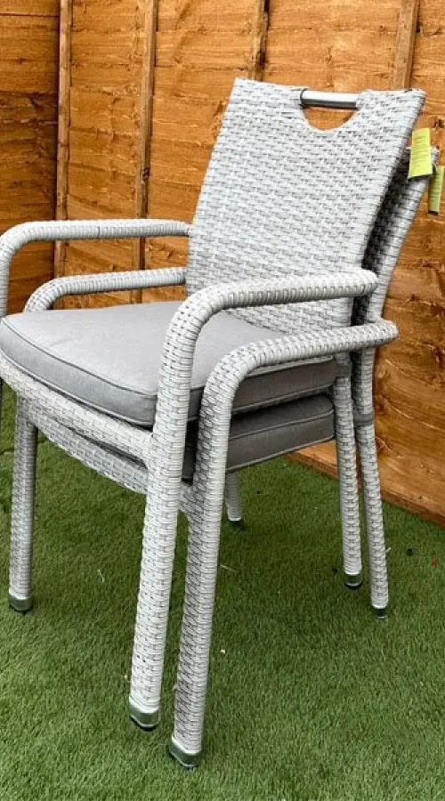 #AskGFUK for Sharnford Stacking 6 Seater Round Rattan Dining Set in Latte 