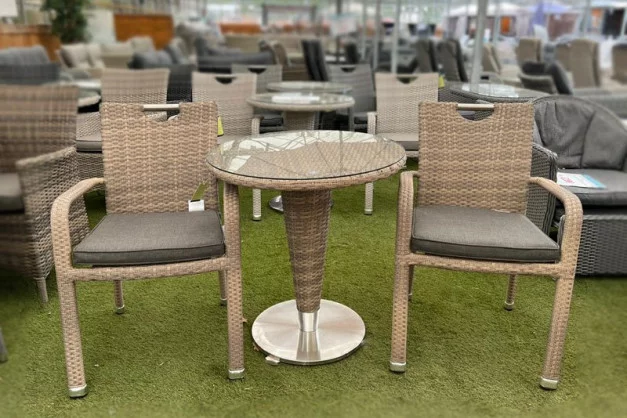 Sharnford Stacking Rattan Bistro Set in Brown Sharnford Stacking Rattan Bistro Set in Brown
