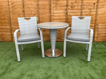 Sharnford Stacking Rattan Bistro Set in Latte 