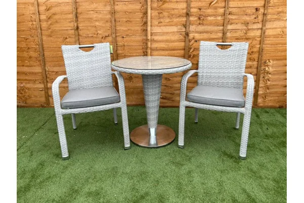 Sharnford Stacking Rattan Bistro Set in Latte 