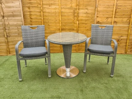 Sharnford Stacking Rattan Bistro Set in Grey