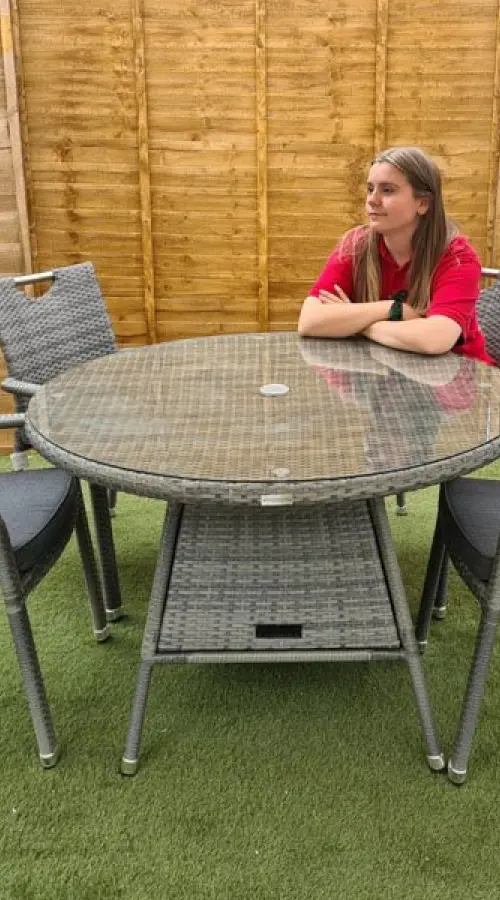 #AskGFUK for Sharnford Stacking 4 Seater Rattan Dining Set in Grey