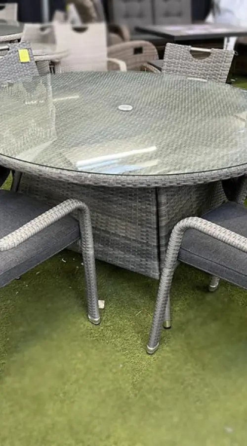 Customer Reviews for Sharnford Stacking 6 Seater Round Rattan Dining Set in Grey