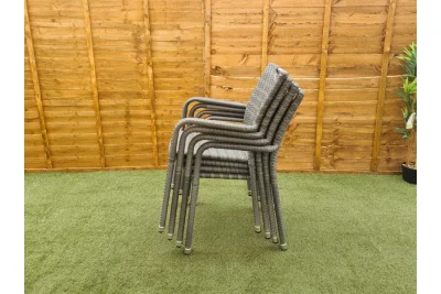 Sharnford Stacking 6 Seater Rectangular Rattan Dining Set in Grey