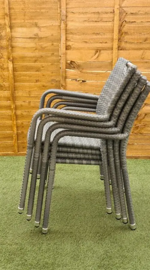#AskGFUK for Sharnford Stacking 6 Seater Round Rattan Dining Set in Grey