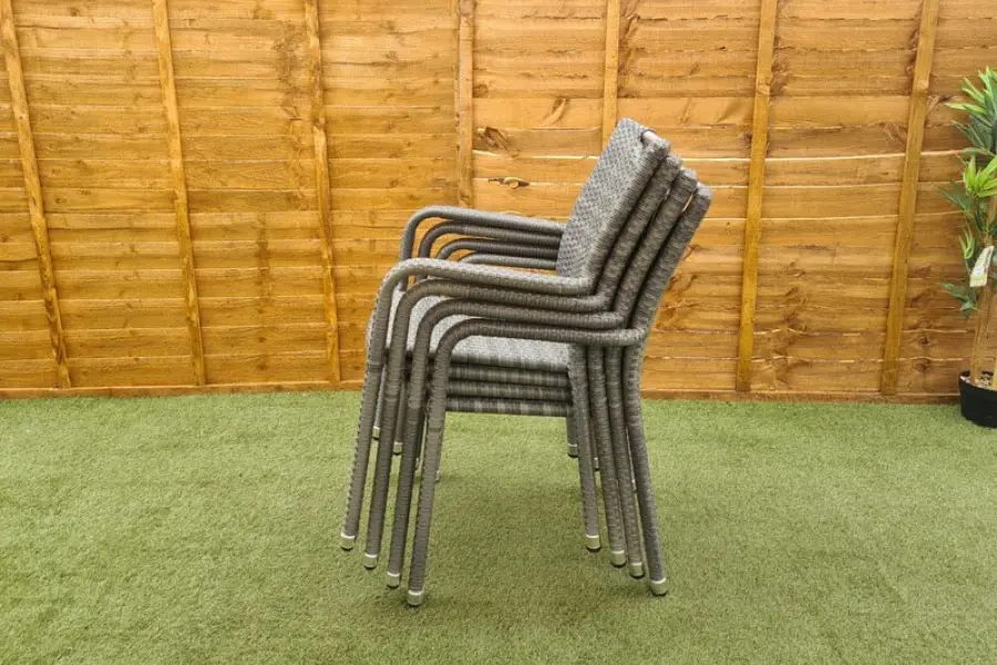 #AskGFUK for Sharnford Stacking 6 Seater Round Rattan Dining Set in Grey