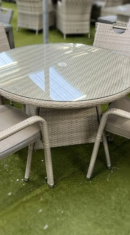 Customer Reviews for Sharnford Stacking 4 Seater Rattan Dining Set in Latte