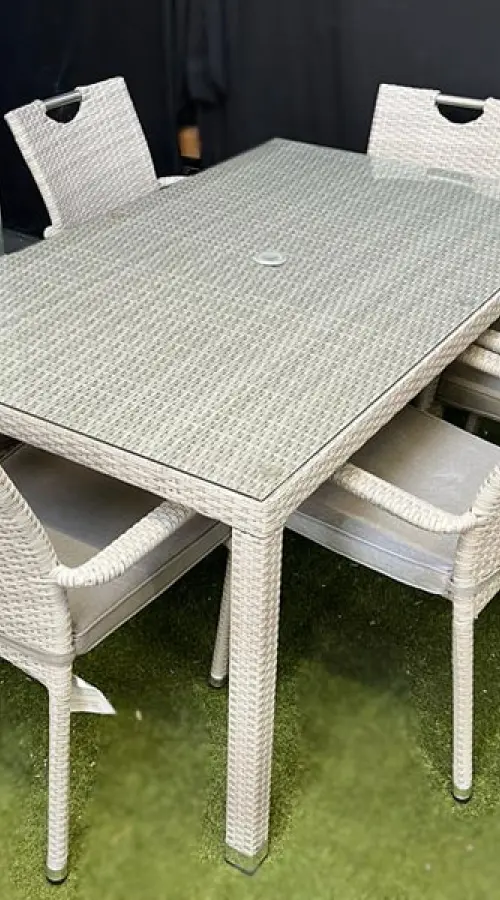Customer Reviews for Sharnford Stacking 6 Seater Rectangular Rattan Dining Set in Latte