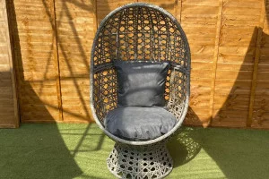 Rattan Swivel Cocoon Chair in Grey Rattan Swivel Cocoon Chair in Grey