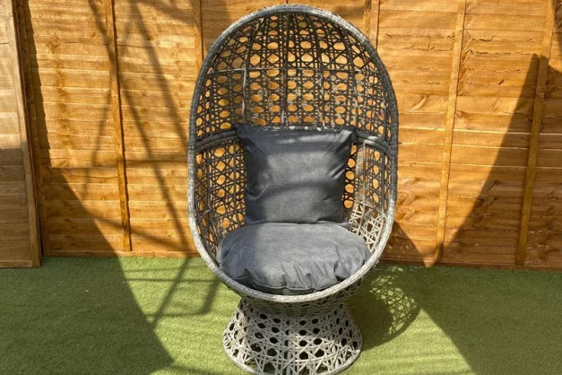 Rattan Swivel Cocoon Chair in Grey Rattan Swivel Cocoon Chair in Grey