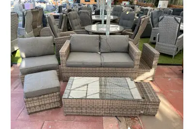 Sapcote 6pc Hideaway Lounge Set in Brown Rattan