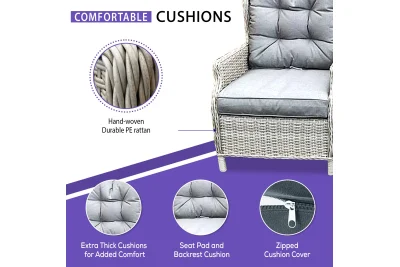 Sapcote Deluxe Reclining Set in Natural Rattan