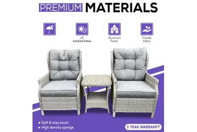 Sapcote Deluxe Reclining Set in Natural Rattan