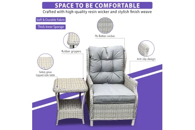 Sapcote Deluxe Reclining Set in Natural Rattan