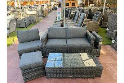 Sapcote 6pc Hideaway Lounge Set in Dark Grey Rattan 