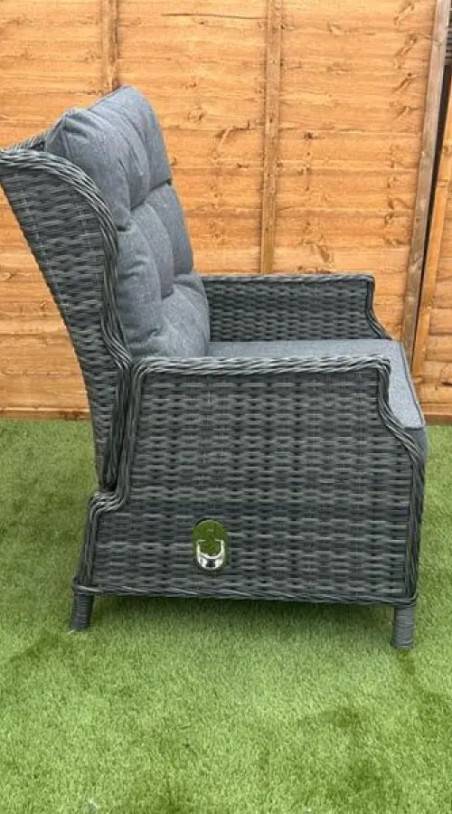 #AskGFUK for Sapcote Deluxe Reclining Lounge Set + Height Adjustable Table in Dark Grey Rattan