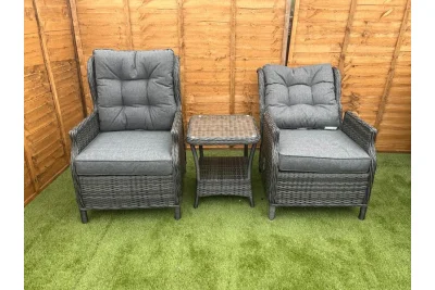 Sapcote Deluxe Reclining Set in Dark Grey Rattan