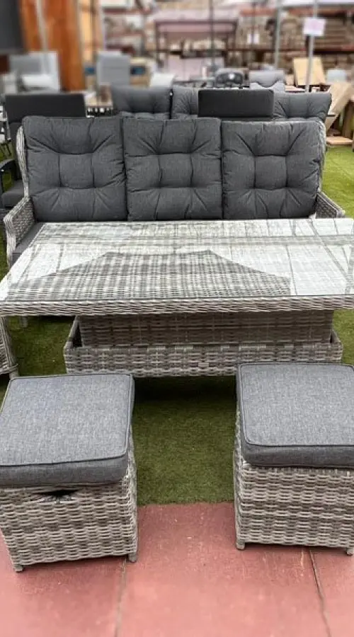 Customer Reviews for Sapcote Deluxe Reclining Lounge Set + Height Adjustable Table in Natural Rattan 