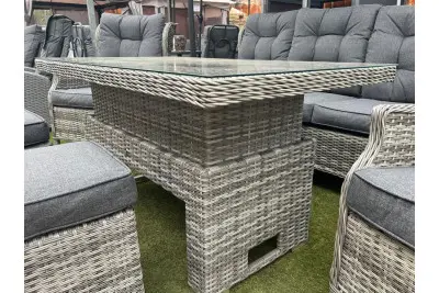 Sapcote Deluxe Reclining Lounge Set + Height Adjustable Table in Natural Rattan 