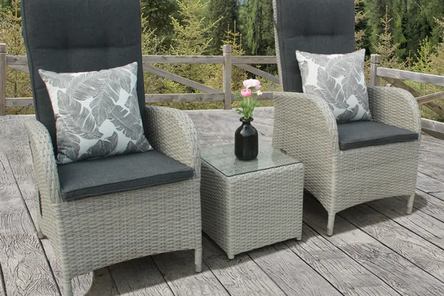 #AskGFUK for Burbage 2 Seater Reclining Rattan Bistro Set in Silver Grey