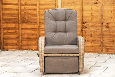 Burbage Rocking & Reclining Rattan Bistro Set in Cappuccino Brown