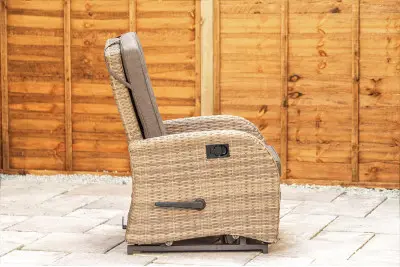 Burbage Rocking & Reclining Rattan Bistro Set in Cappuccino Brown