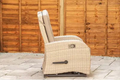 Burbage Rocking & Reclining Rattan Bistro Set in Latte