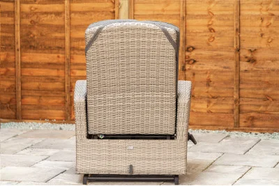 Burbage Rocking & Reclining Rattan Bistro Set in Silver Grey