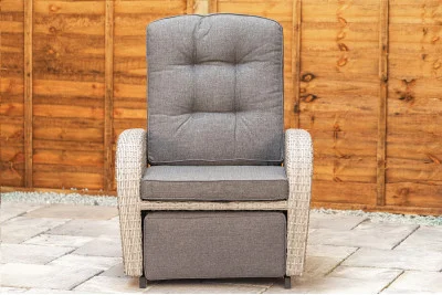 Burbage Rocking & Reclining Rattan Bistro Set in Silver Grey